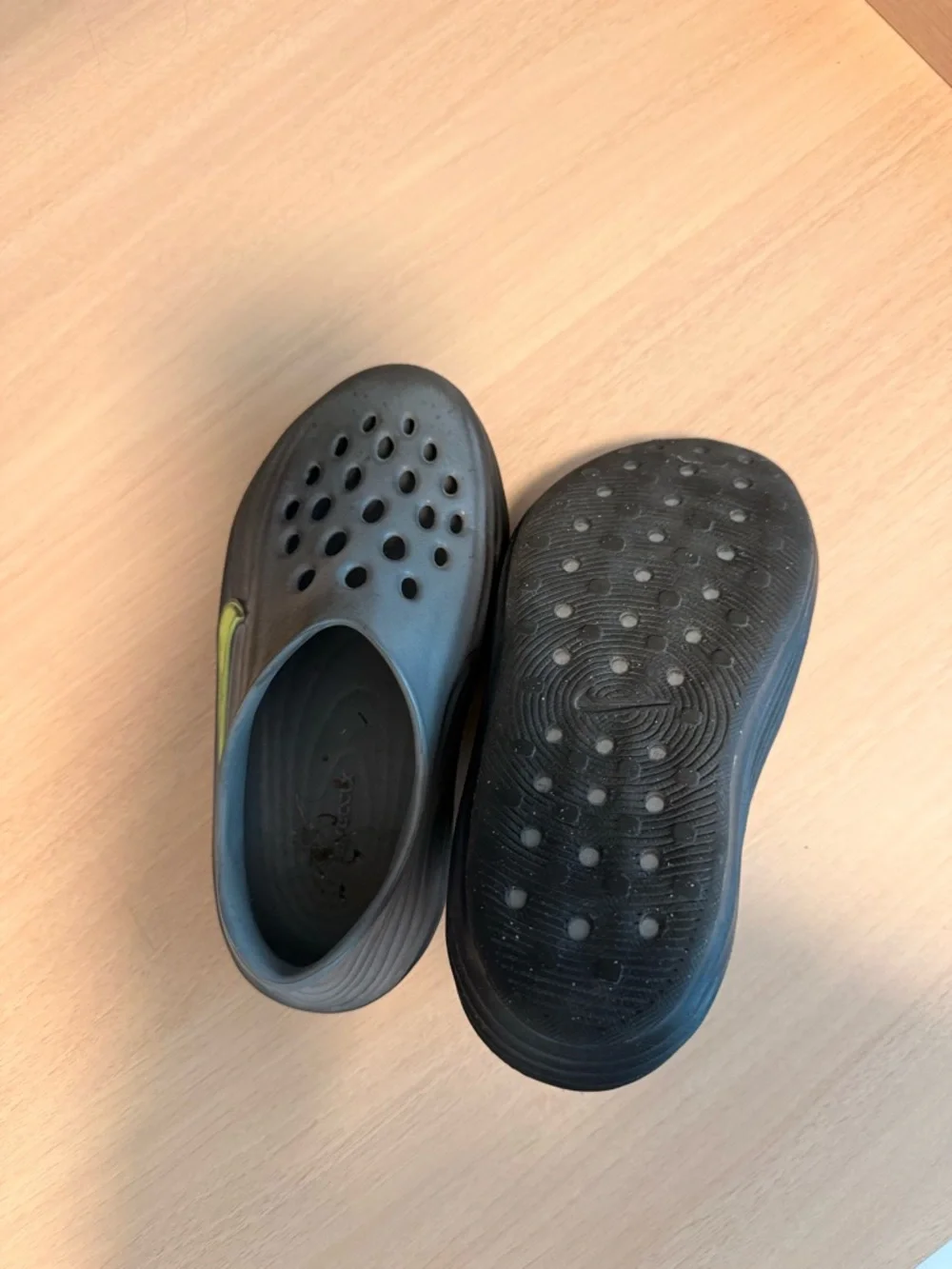 Nike Kids Black Slip-On Water Shoes with Lime Swoosh